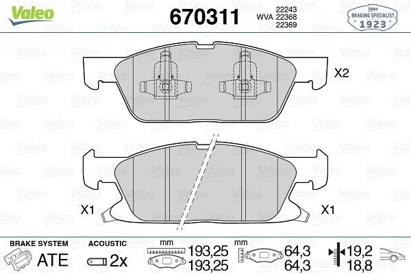 Ford S-Max 2015-2019 Arası 1.5 EcoBoost, 2.0 TDCi 4x4, 2.0 TDCi, 2.0 EcoBoost, 2.0 TDCi BI-Turbo Valeo Marka Ön Balata