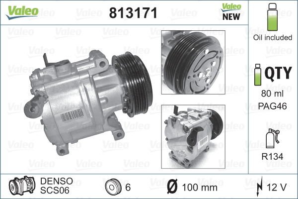Fiat 500 2007-2011 Arası 1.2 LPG Valeo Marka Klima Kompresörü