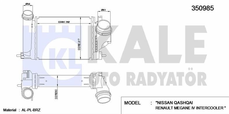Megane IV 1.6 dci Turbo Radyatörü (intercool) Kale KAL-350985