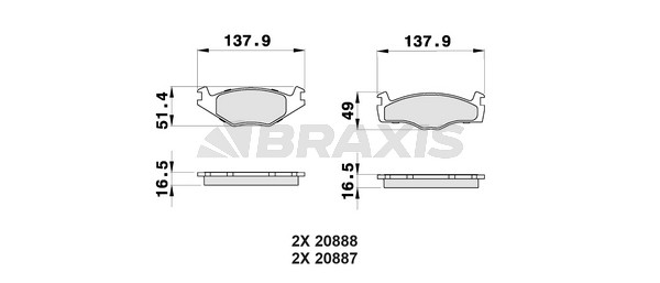 Volkswagen Polo 1981-1994 Arası 1.4 D, 1.3 Cat, 1.0 Cat Braxis Marka Ön Balata