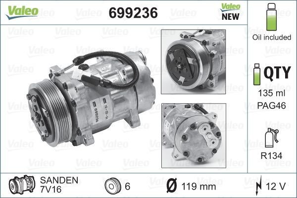 Citroen Xantia 1993-2003 Arası 2.0 i 16V Valeo Marka Klima Kompresörü