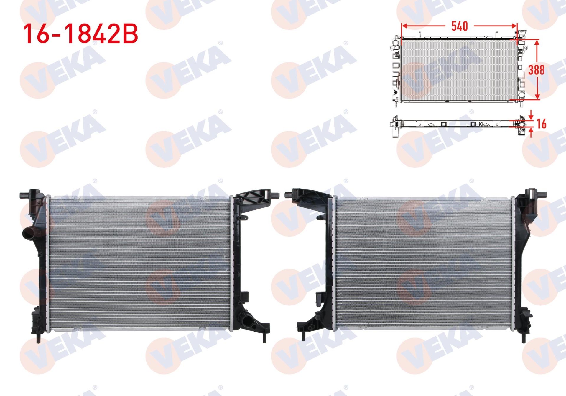 Egea 1.4 Fire Su Radyatörü (Brazing) Veka 16-1842B