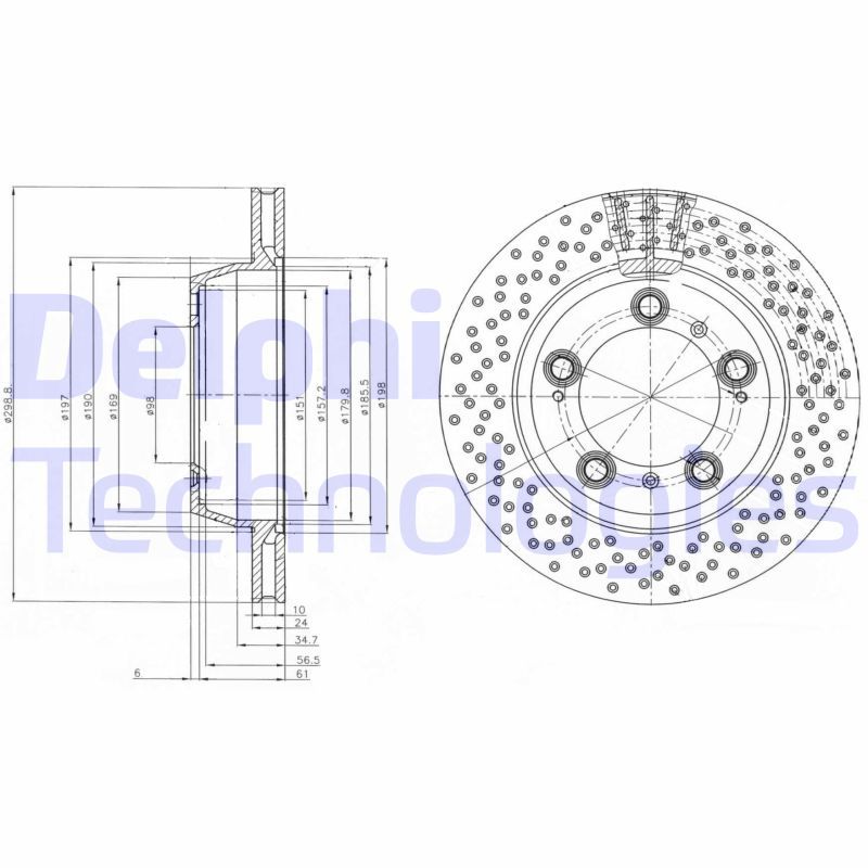 Porsche Boxster 1996-2013 Arası 2.7, S 3.2, S 3.4, 2.9 Delphi Marka Arka Delikli Fren Diski