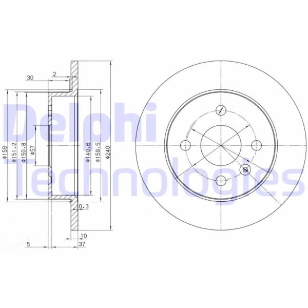 Opel Astra 1993-2014 Arası 1.6 i, 1.8 16V, 1.2 16V, 2.0 DI, 1.6, 1.6 16V, 1.6 LPG, 1.4 LPG Delphi Marka Arka Fren Diski