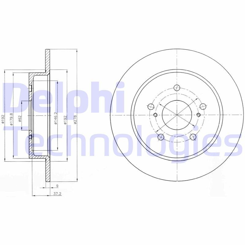 Fiat Sedici 2006-2014 Arası 1.6 16V, 2.0 D Multijet, 2.0 D Multijet 4x4, 1.6 16V 4x4, 1.9 D Multijet 4x4 Delphi Marka Arka Fren Diski