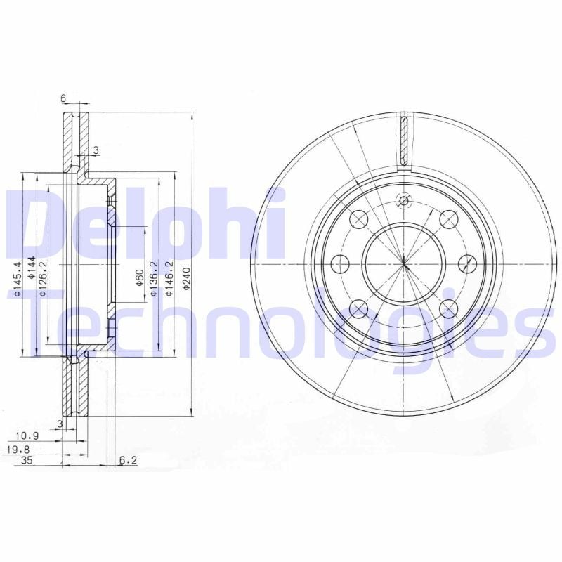 Opel Corsa 2000-2012 Arası 1.7 DTI, 1.2, 1.7 DI 16V, 1.2 16V, 1.2 Twinport Delphi Marka Ön Hava Soğutmalı Fren Diski