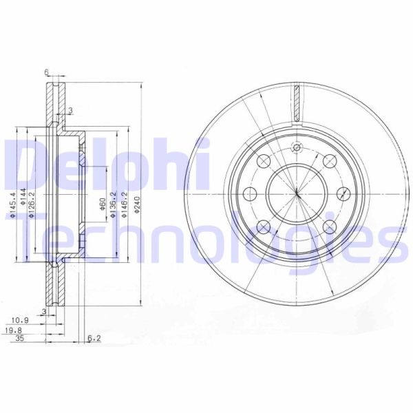 Opel Corsa 2000-2012 Arası 1.7 DTI, 1.2, 1.7 DI 16V, 1.2 16V, 1.2 Twinport Delphi Marka Ön Hava Soğutmalı Fren Diski