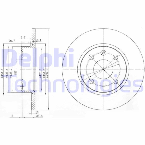 Opel Tigra 2004-2010 Arası 1.4, 1.8 Delphi Marka Arka Fren Diski