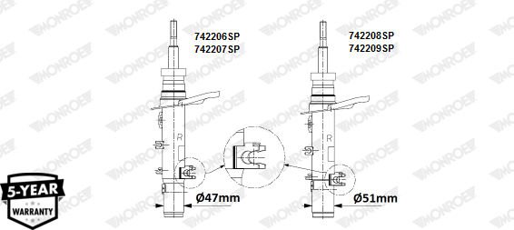 Peugeot 2008 2013-2017 Arası 1.2 VTi Ön Sağ Monroe Marka Amortisör