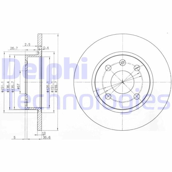Opel Corsa 2000-2009 Arası 1.8, 1.7 DTI Delphi Marka Arka Fren Diski