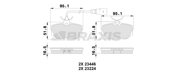 Volkswagen Transporter 1990-2004 Arası 2.4 D Syncro, 2.5 Syncro, 2.4 D, 2.5, 1.9 TD, 2.0, 2.5 TDI, 2.5 TDI Syncro Braxis Marka Arka Fişli Balata
