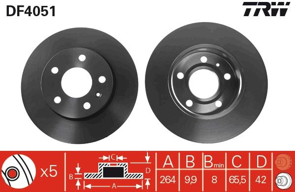 Opel Astra 1998-2014 Arası 1.8 16V, 2.0 DI, 2.0 16V, 1.6 LPG, 1.4 LPG, 1.4, 1.7 CDTI TRW Marka Arka Fren Diski