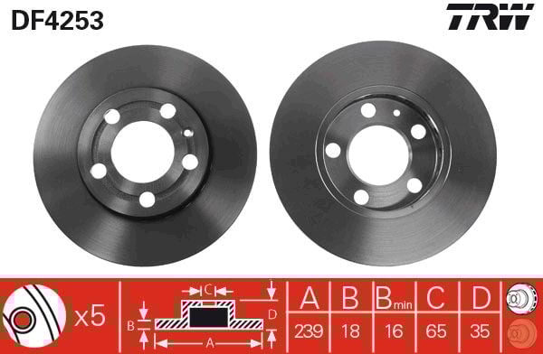 Skoda Fabia 1999-2014 Arası 1.0, 1.2, 1.4, 1.2 12V TRW Marka Ön Havalı Fren Diski