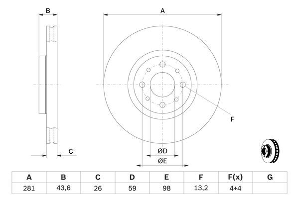 Fiat Stilo 2001-2010 Arası 2.4 20V, 1.9 JTD, 1.9 D Multijet Bosch Marka Ön Fren Diski