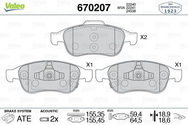 Fiat 500X 2014-2018 Arası 1.4, 1.6 D Multijet Valeo Marka Ön Balata