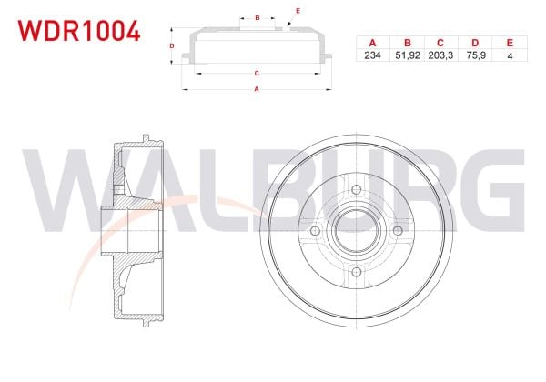 Clio III 1.6 16V Arka Fren Kampanası Walburg WDR1004