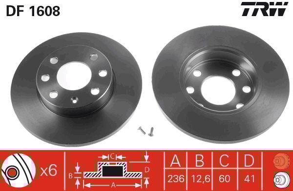 Opel Corsa 1982-2002 Arası 1.2 S, 1.3 S, 1.0, 1.4 S, 1.4 i, 1.6 GSI, 1.5 TD TRW Marka Ön Fren Diski