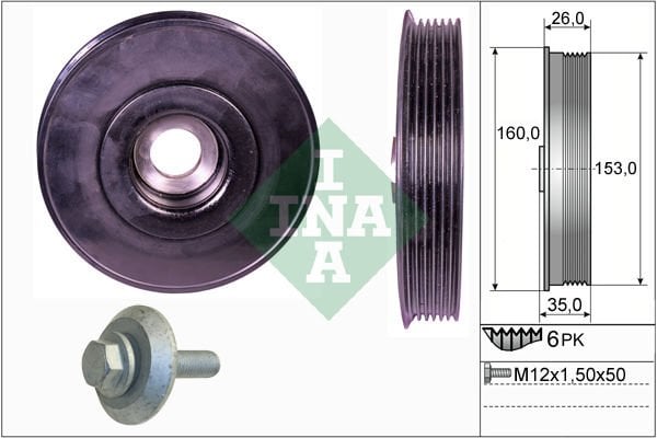 Peugeot 206 1998-2012 Arası 1.4 HDi eco 70, 1.4 HDi INA Marka Krank Kasnağı