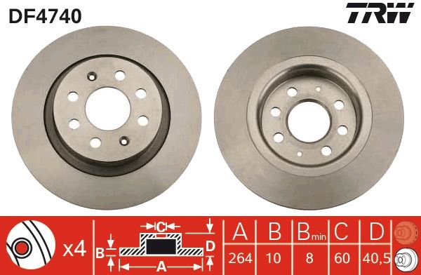 Fiat Punto Evo 2008-2012 Arası 1.3 D Multijet TRW Marka Arka Fren Diski
