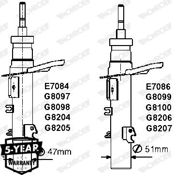 Peugeot 207 2006-2015 Arası 1.6 16V Ön Sol Monroe Marka Amortisör