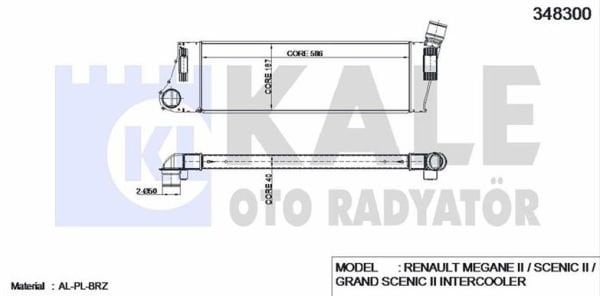 Turbo Radyatörü (İntercooler) Megane II 1.4 16v Kale Marka KAL-348300