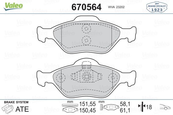 Ford Fiesta 1995-2006 Arası 1.3 i Valeo Marka Ön Balata