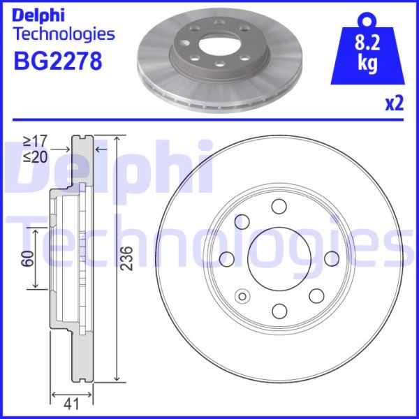 Opel Kadett 1979-1993 Arası 1.8 GT/E, 1.8 i, 1.8 E, 1.8 GSI, 1.8 S Delphi Marka Ön Fren Diski