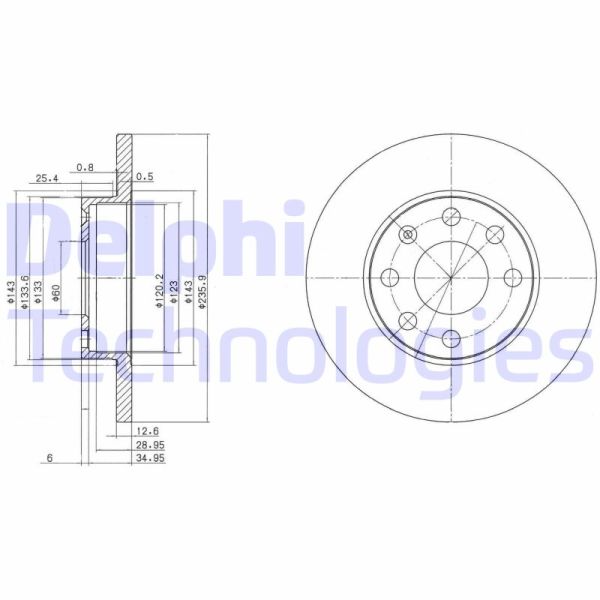 Opel Corsa 1982-1993 Arası 1.5 TD Delphi Marka Ön Fren Diski