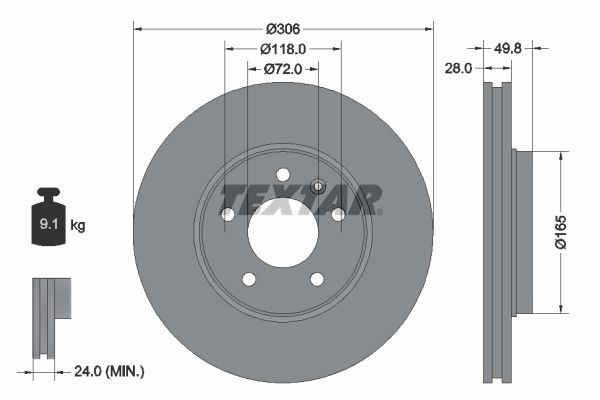 Opel Vivaro 2001-2005 Arası 1.9 Di, 2.5 DTi Textar Marka Ön Fren Diski