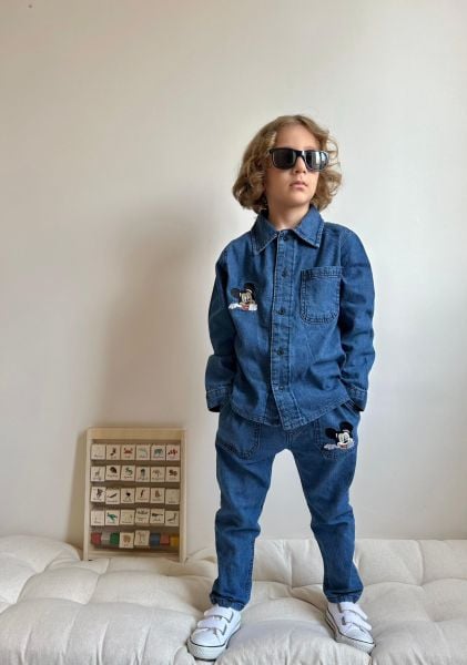 Denim Kumaş 2'li Takım - Mavi