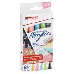 Edding 5100 Orta Uçlu Akrilik Markör, Yuvarlak Uç, 2-3 mm, 5‘li Set, Pastel Renkler