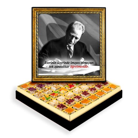 Başöğretmen Çerçeveli Tablo Kutuda Çerezli Nugat