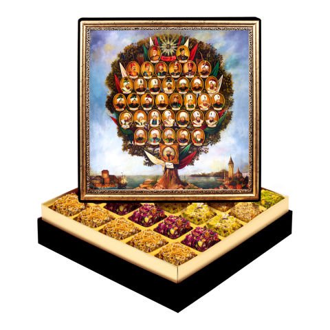 Osmanlı Soy Ağacı Çerçeveli Tablo Kutuda Lokum Orta Boy (600 g)