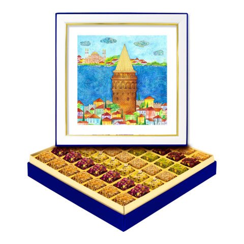 Modern Minyatür Galata Kulesi Kutusu Lüks Lokumlu