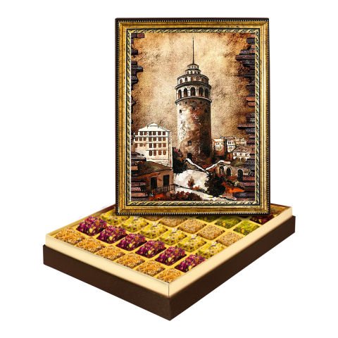 Eskitme Galata Kulesi Çerçeveli Tablo Kutuda Lokum