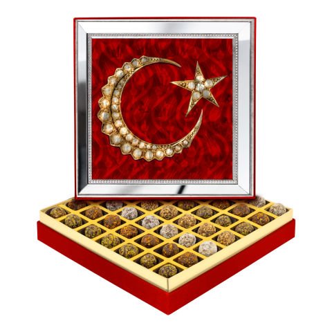 Ayna Çerçeveli Türk Bayrağı Kutuda Şeker İlavesiz Lokma