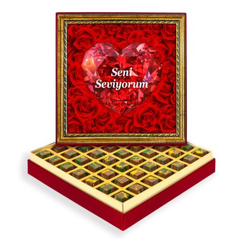 Seni Seviyorum Çerçeveli Tablo Kutuda Dubai Çikolatası