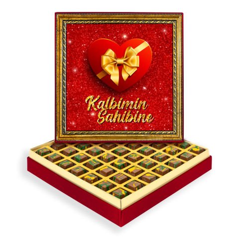 Kalbimin Sahibine Çerçeveli Tablo Kutuda Dubai Çikolatası