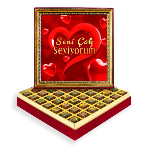 Seni Çok Seviyorum Çerçeveli Tablo Kutuda Dubai Çikolatası