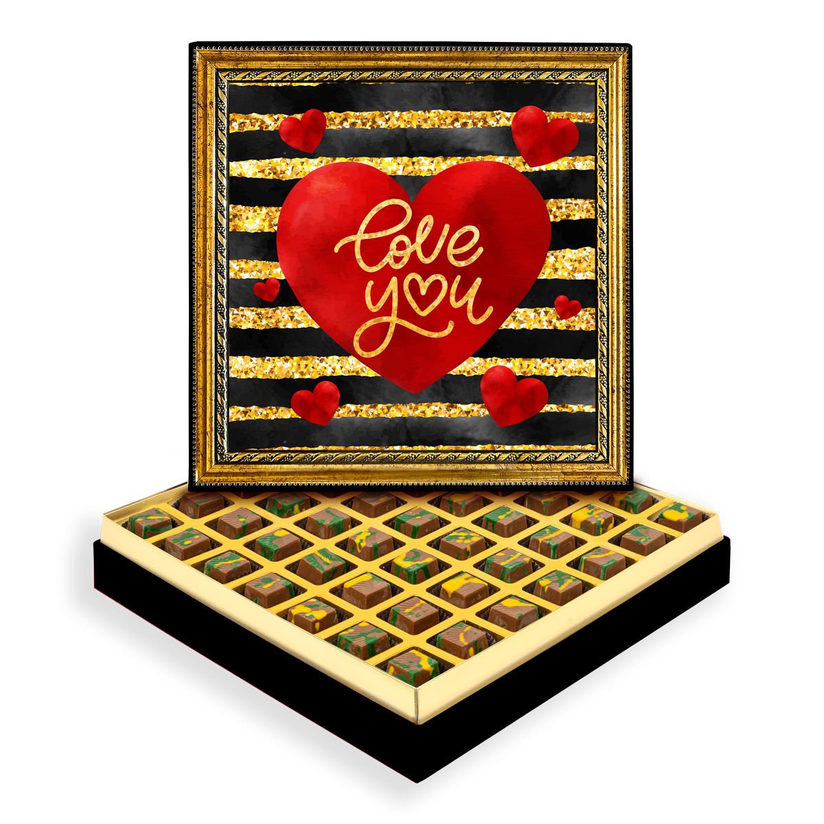 Love You Çerçeveli Tablo Kutuda Dubai Çikolatası
