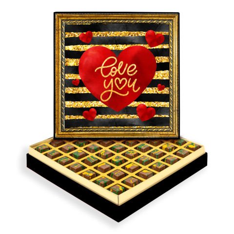 Love You Çerçeveli Tablo Kutuda Dubai Çikolatası