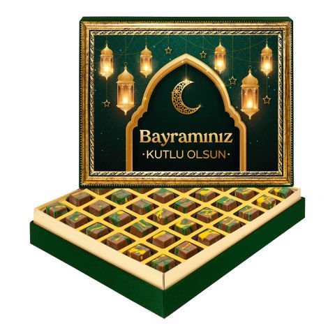 Bayramınız Kutlu Olsun Çerçeveli Tablo Kutuda Dubai Çikolatası