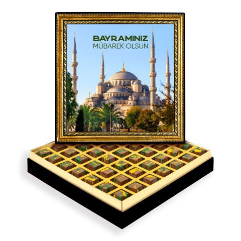 Sultanahmet Camii ve Bayram Çerçeveli Tablo Kutuda Dubai Çikolatası