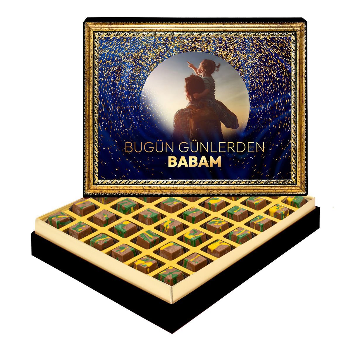 Günlerden Babam Çerçeveli Tablo Kutuda Dubai Çikolatası