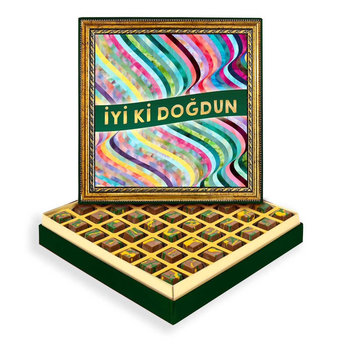 İyi Ki Doğdun Çerçeveli Tablo Kutuda Dubai Çikolatası