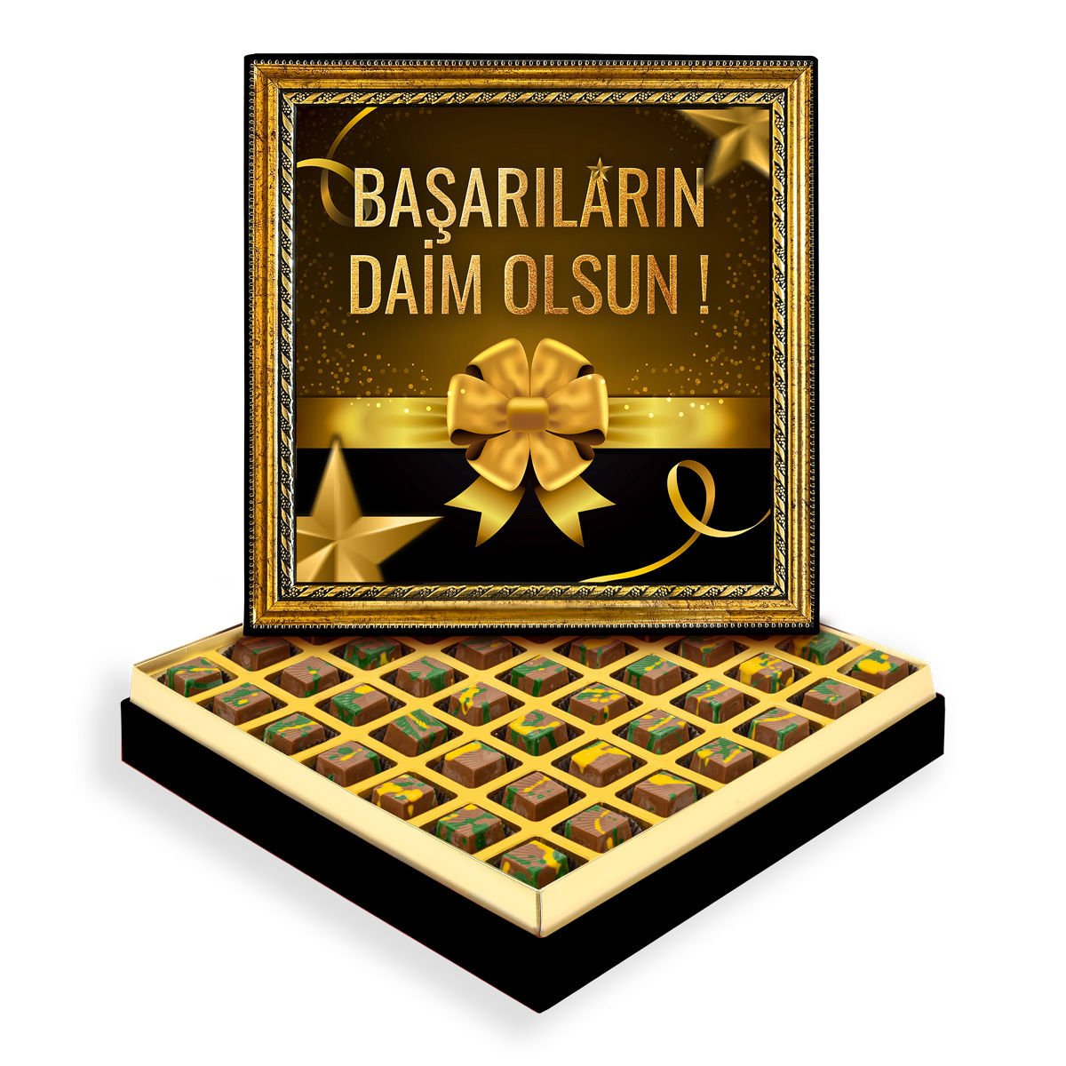 Başarıların Daim Olsun Çerçeveli Tablo Kutuda Dubai Çikolatası