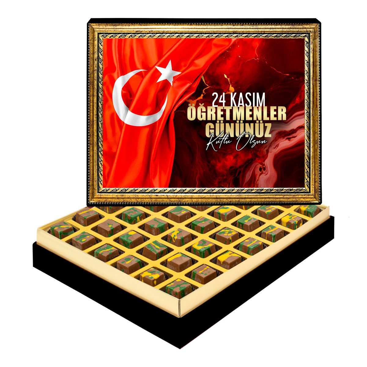 24 Kasım Çerçeveli Tablo Kutuda Dubai Çikolatası