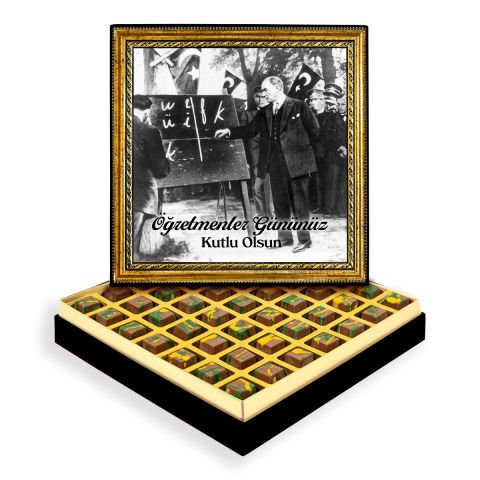 Atatürk ve Alfabe Çerçeveli Tablo Kutuda Dubai Çikolatası