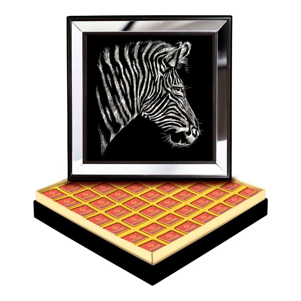 Ayna Çerçeveli Zebra Kutuda Logolu Çikolata