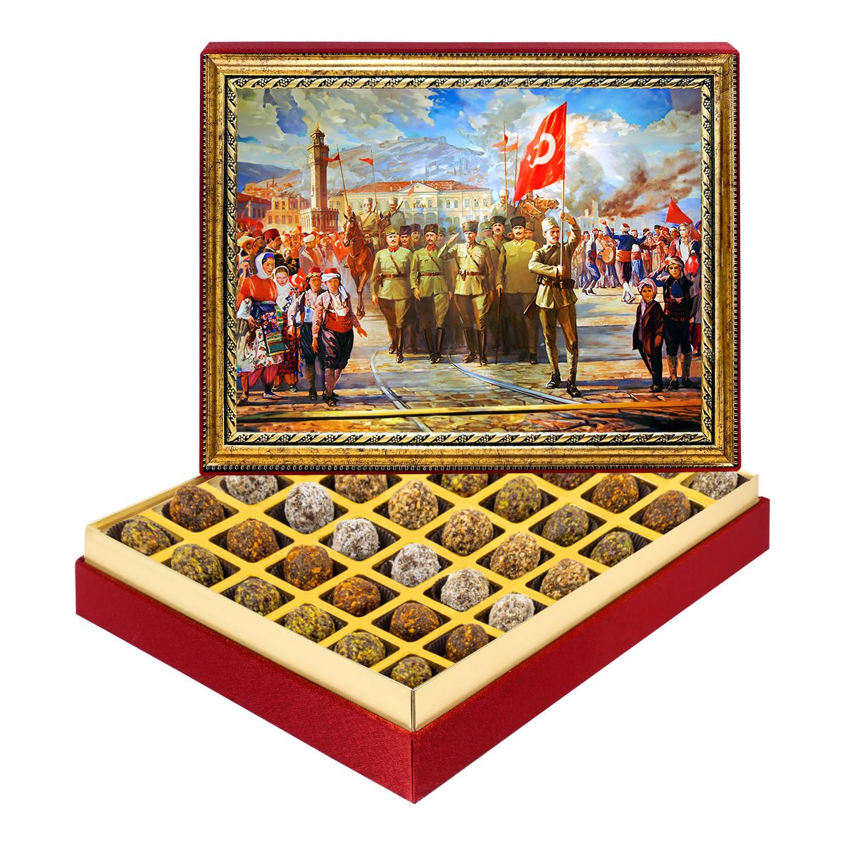 Atatürk'ün İzmir'e Girişi Çerçeveli Tablo Kutuda Şeker İlavesiz Lokma